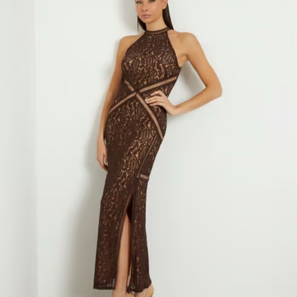 Guess Brown Lace Dress SzM - Picture 2 of 16